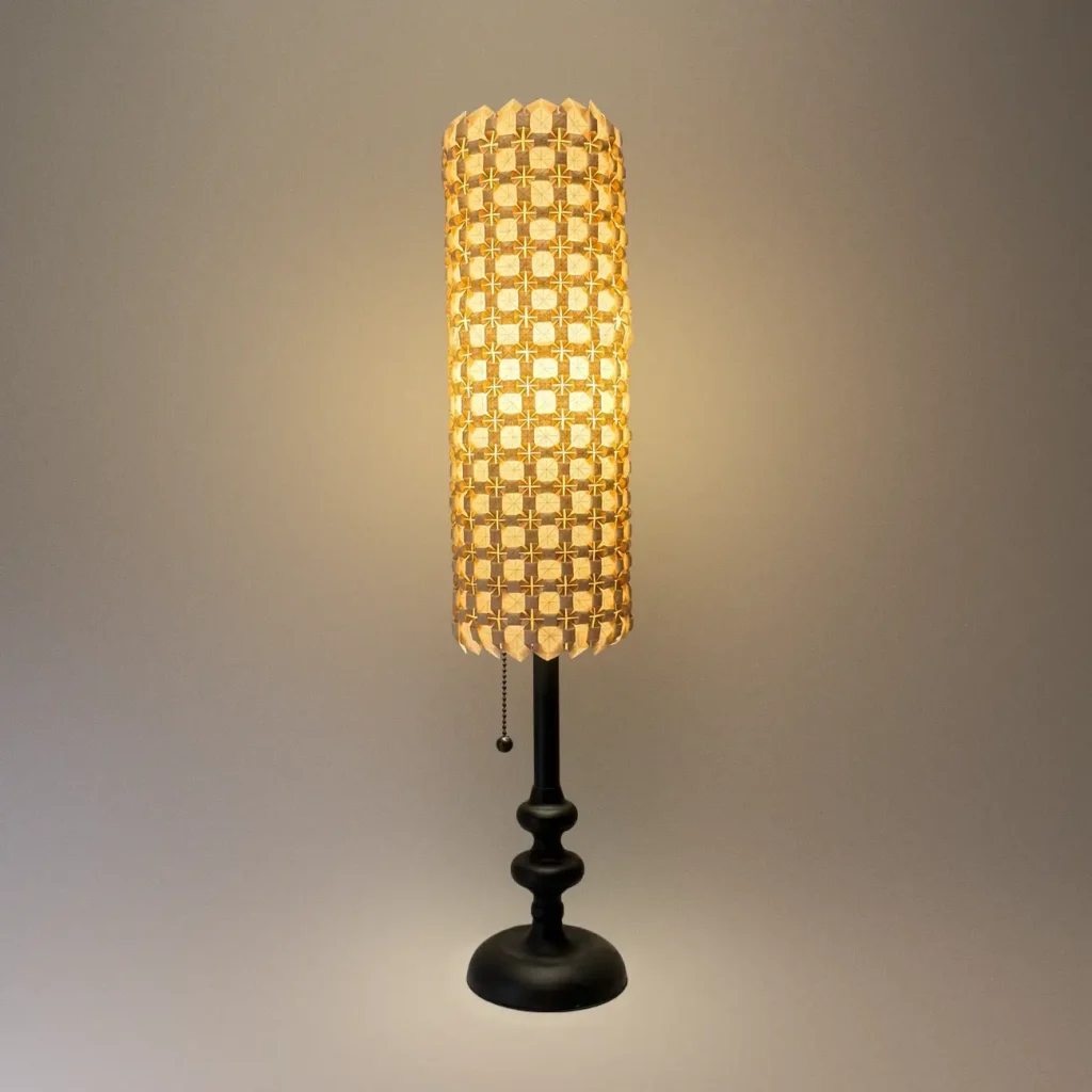 illuminated lit origami tessellation lamp by Charlie Weitzenberg