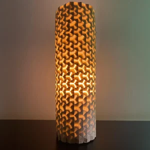 Reversible triangle puff lampshade origami tessellation by Charlie Weitzenberg